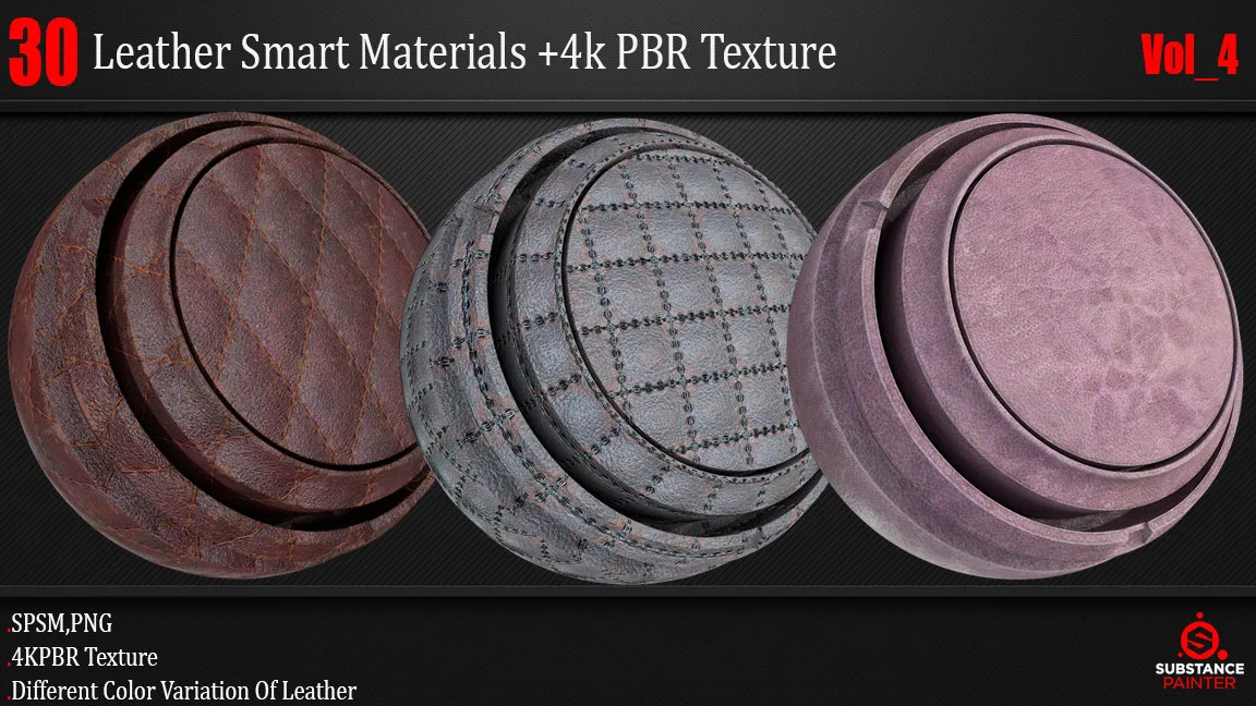 30 Leather Smart Material + 4K PBR Texture Vol_4