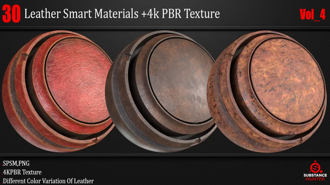 30 Leather Smart Material + 4K PBR Texture Vol_4