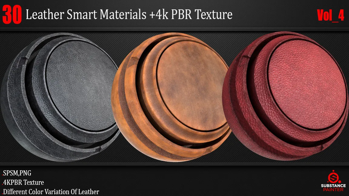 30 Leather Smart Material + 4K PBR Texture Vol_4