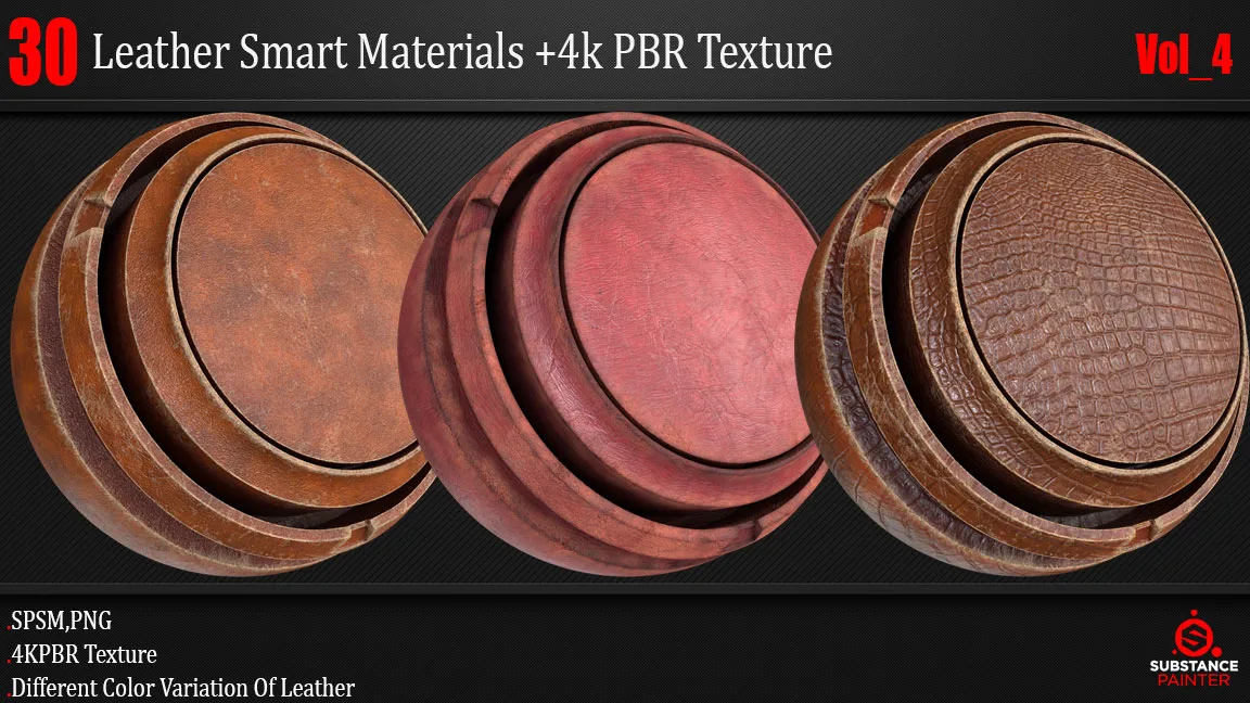 30 Leather Smart Material + 4K PBR Texture Vol_4