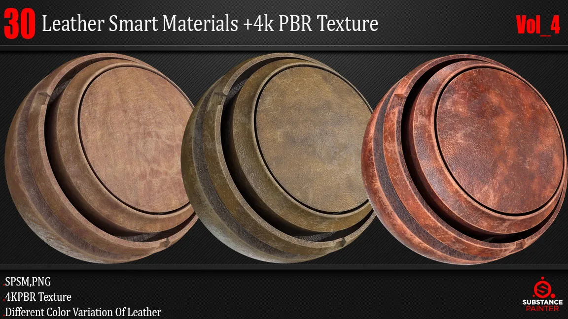 30 Leather Smart Material + 4K PBR Texture Vol_4