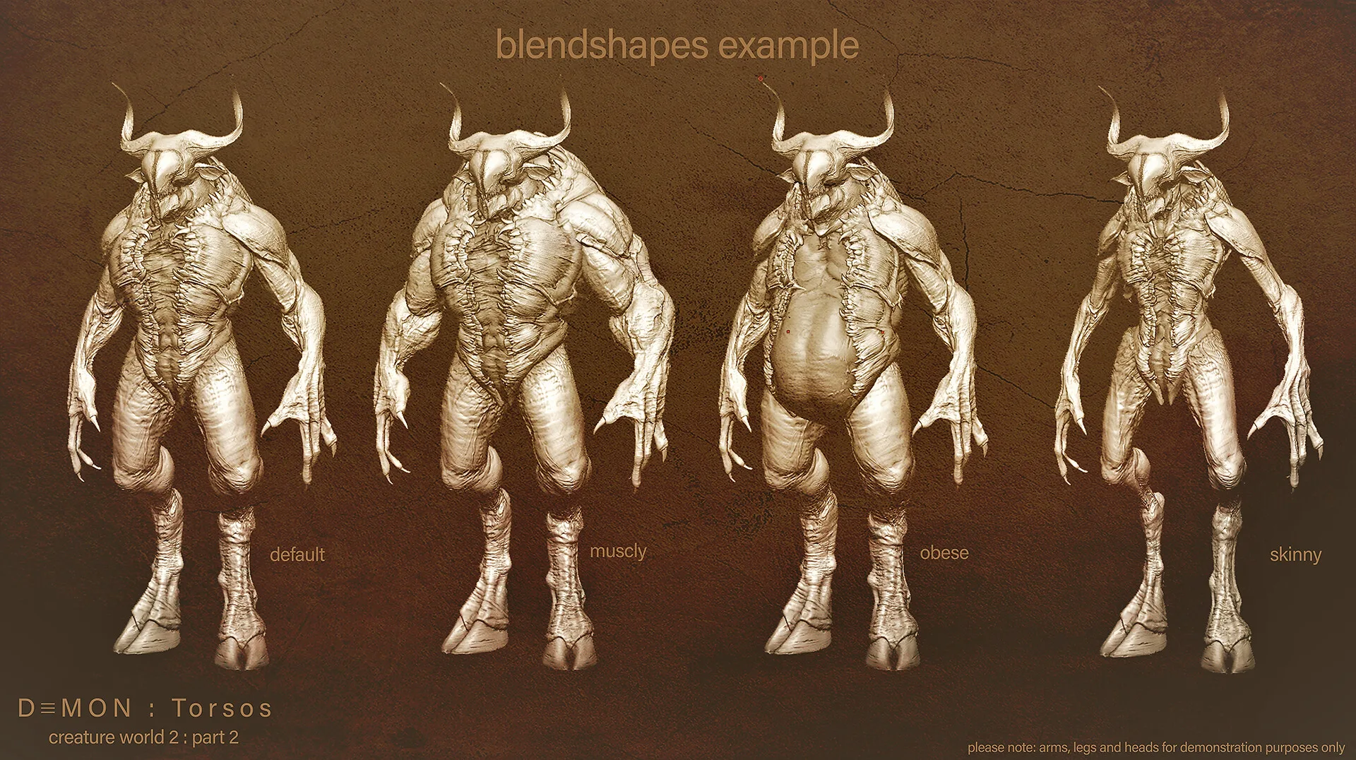 DEMON part 2: 43 Torsos with Blendshapes