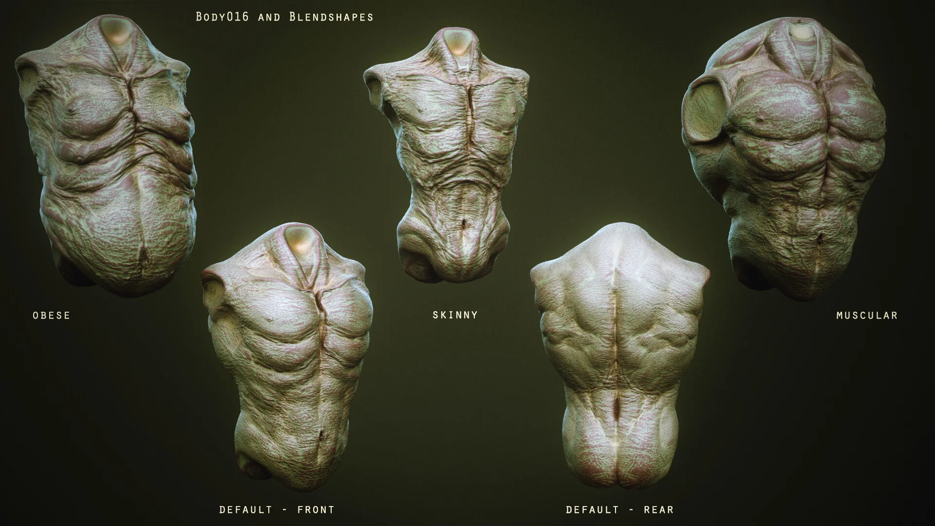 DEMON part 2: 43 Torsos with Blendshapes