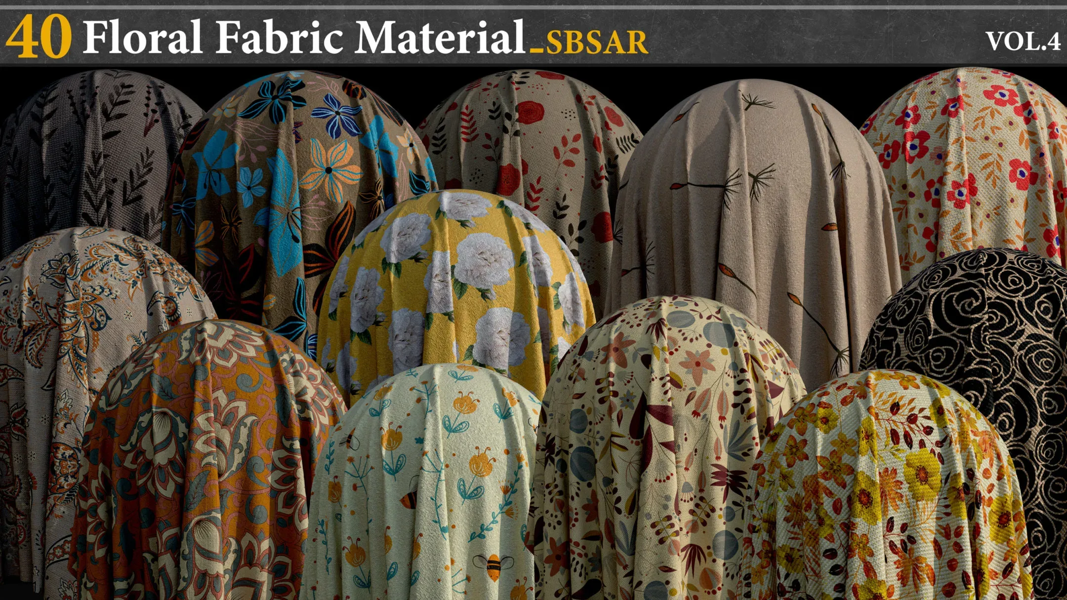 40 Floral Fabric Material_SBSAR vol.4