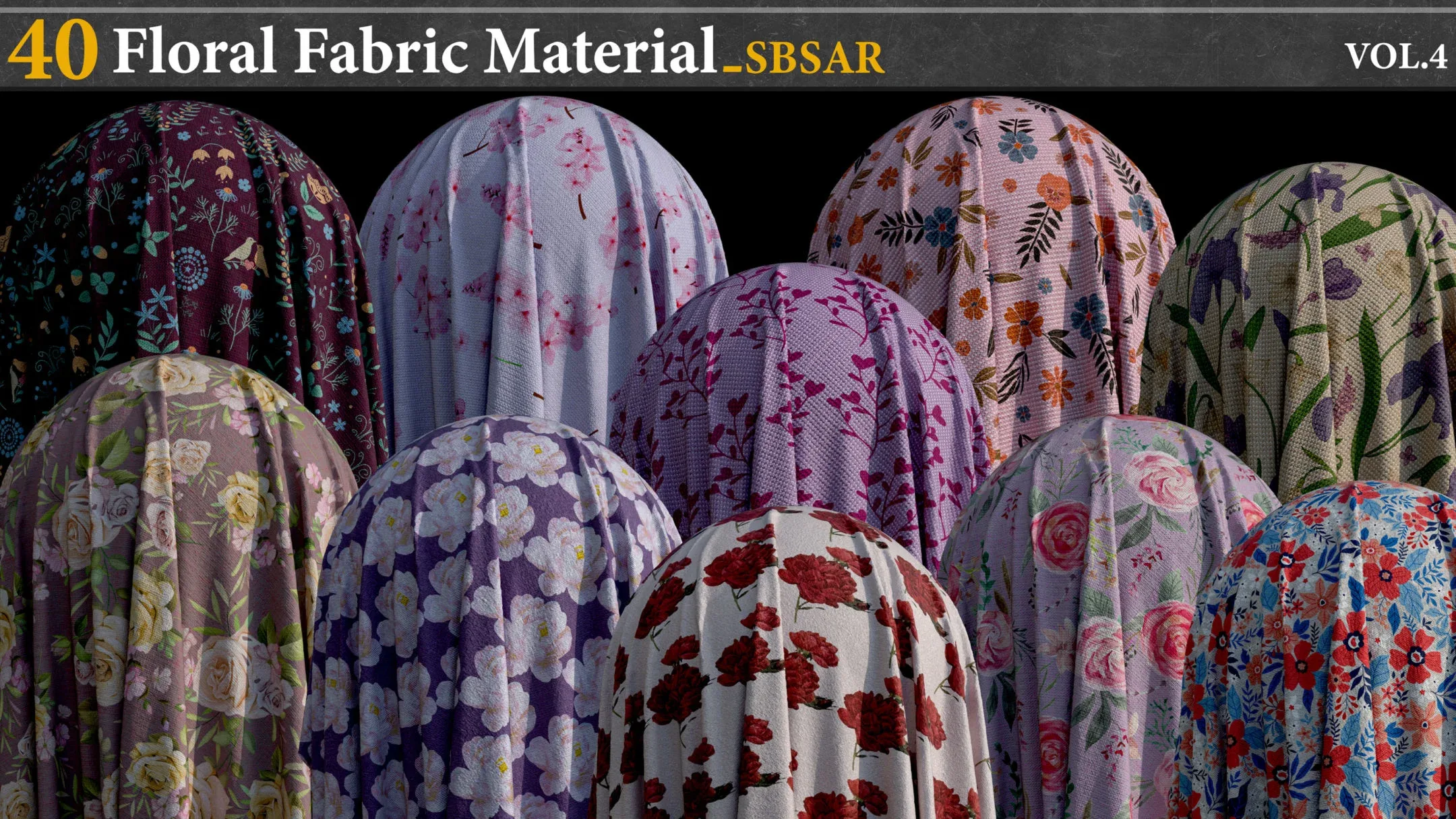 40 Floral Fabric Material_SBSAR vol.4