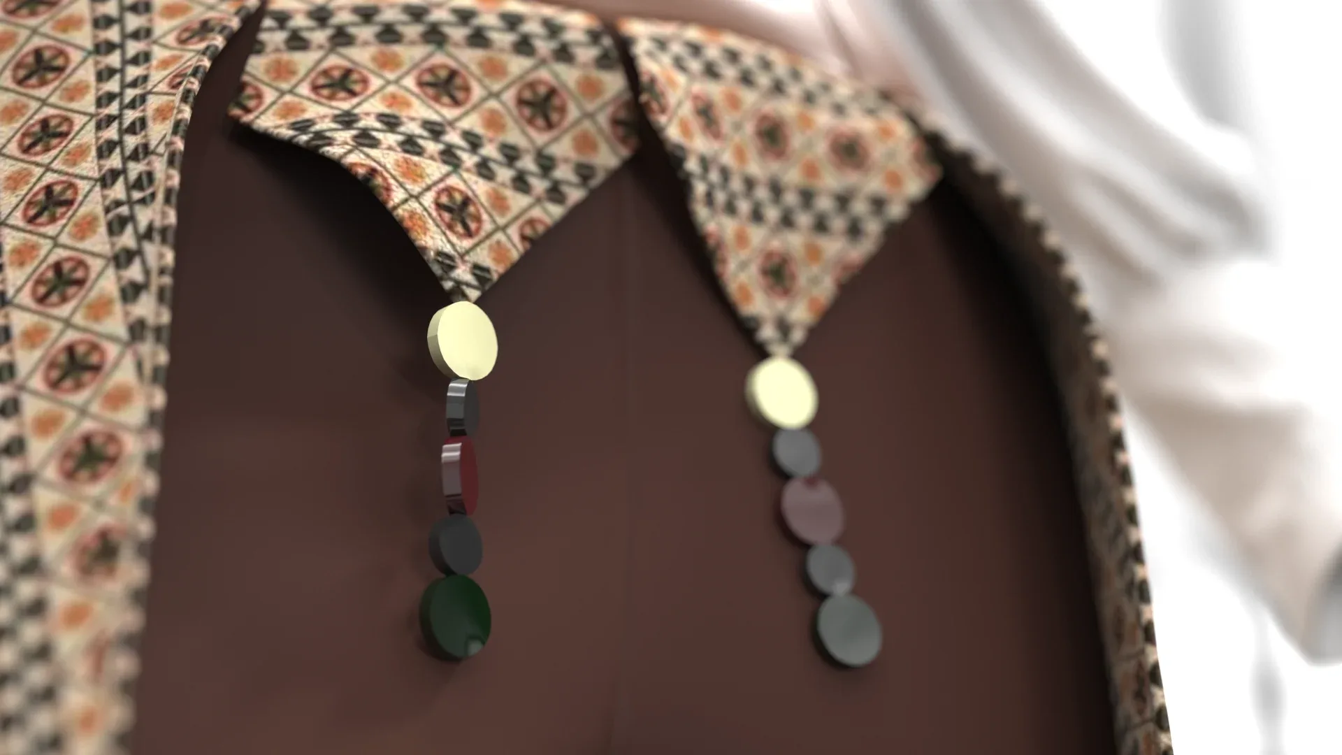 Women's jumpsuit with brown motifs and white sleeves