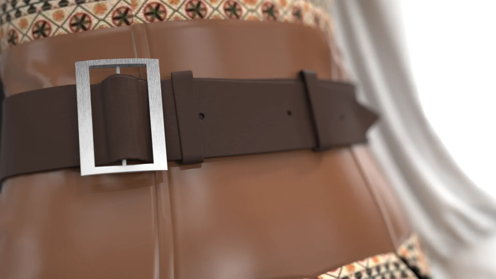 Women's jumpsuit with brown motifs and white sleeves