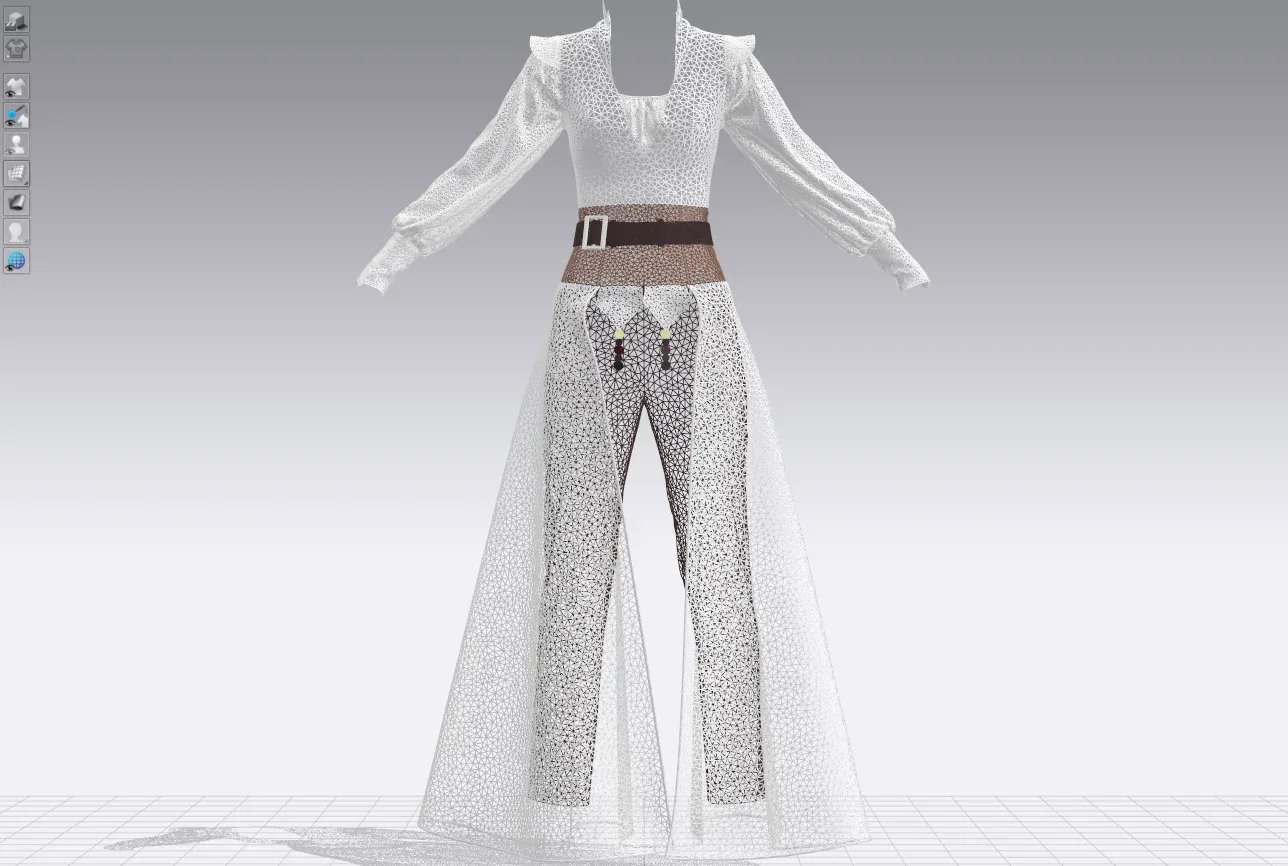 Women's jumpsuit with brown motifs and white sleeves