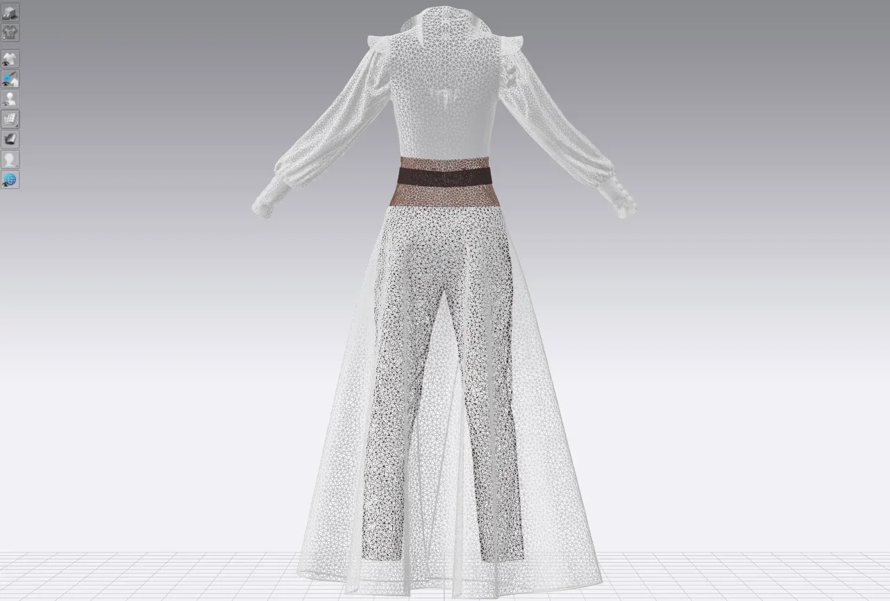 Women's jumpsuit with brown motifs and white sleeves