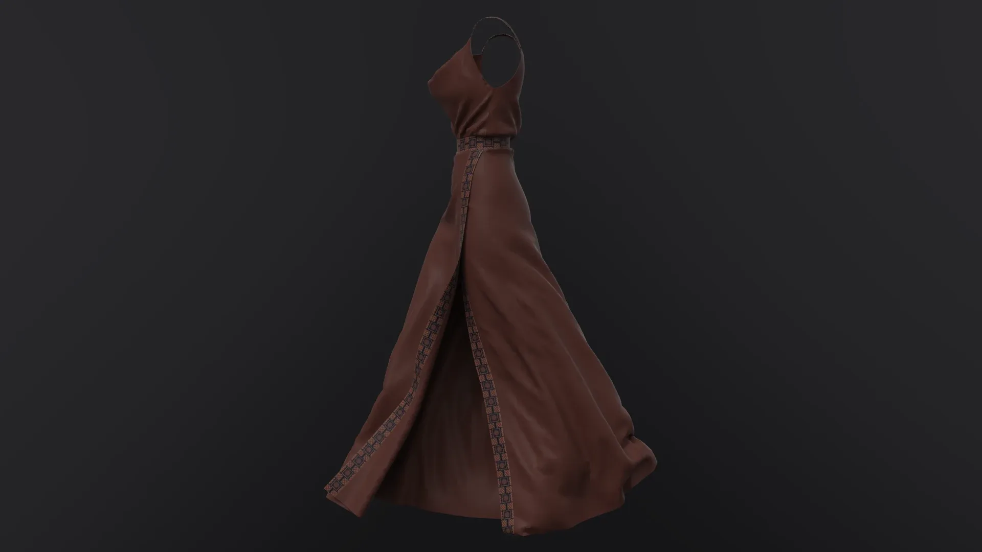 brown draped dress