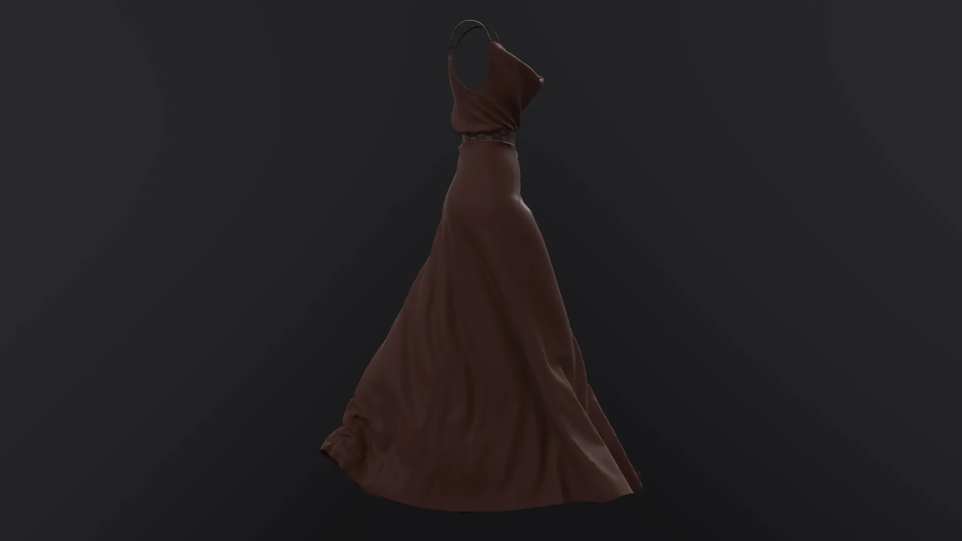 brown draped dress