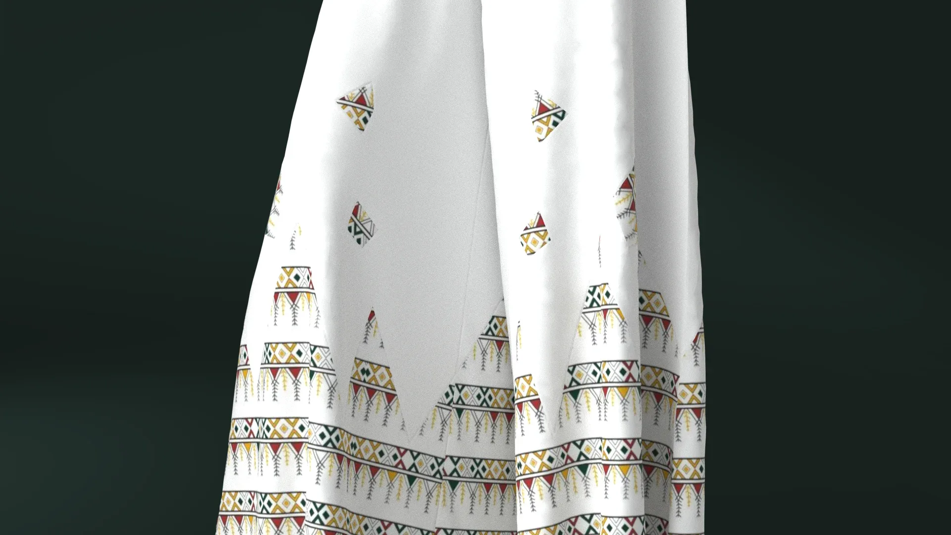 Pants and white blouse with an open belly with an Arabic Sadu print