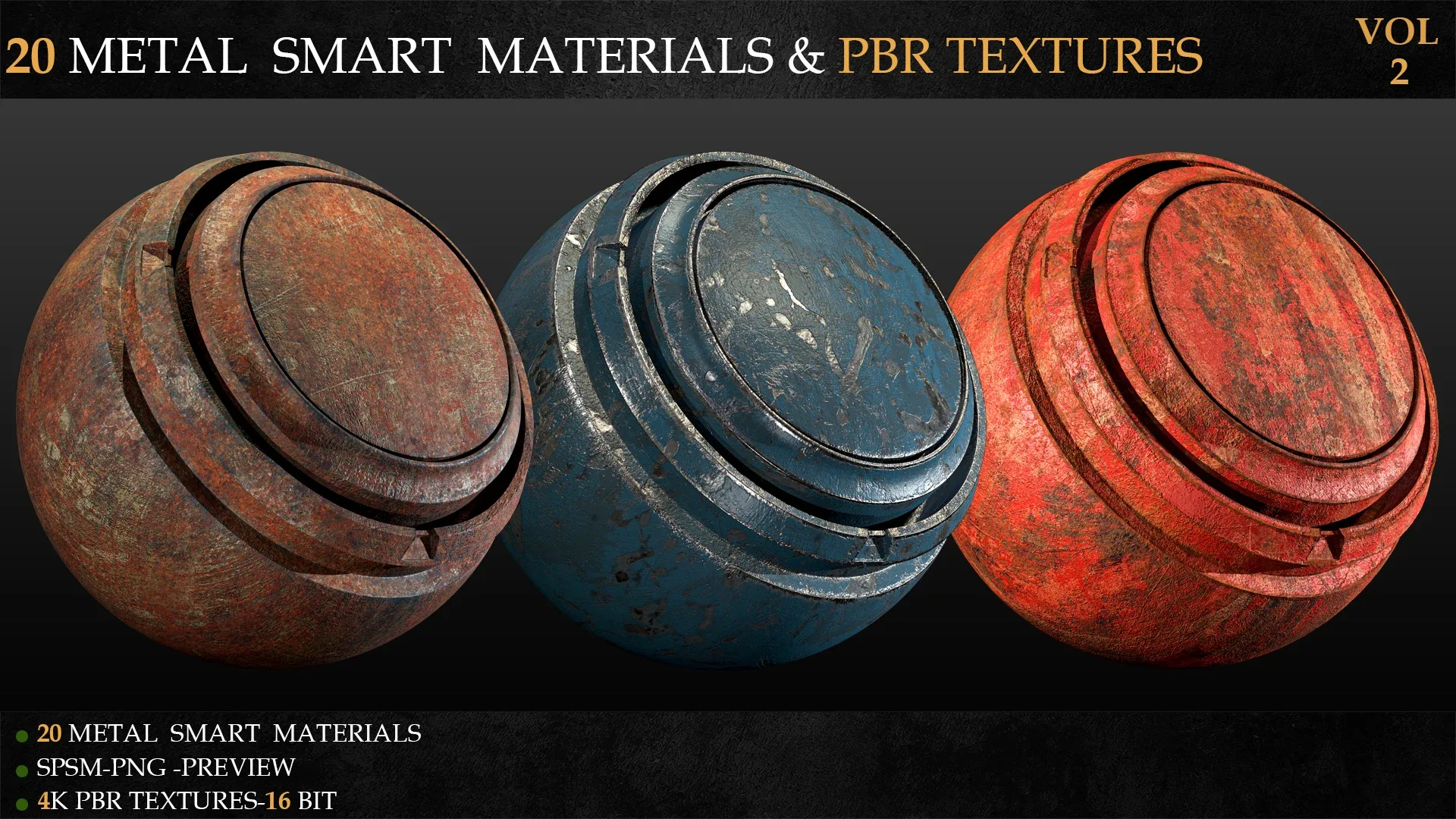 20 METAL SMART MATERIALS & PBR TEXTURES-VOL 2