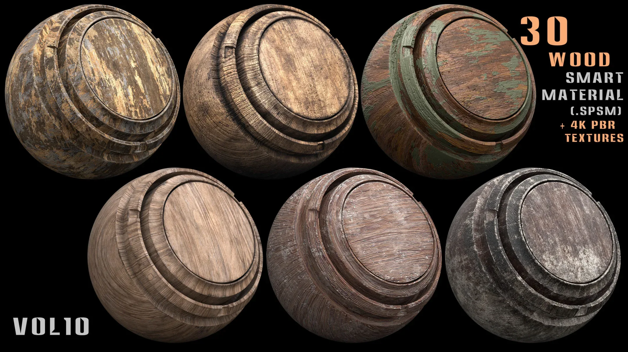 30 wood smart material and 4k PBR textures - Vol 10