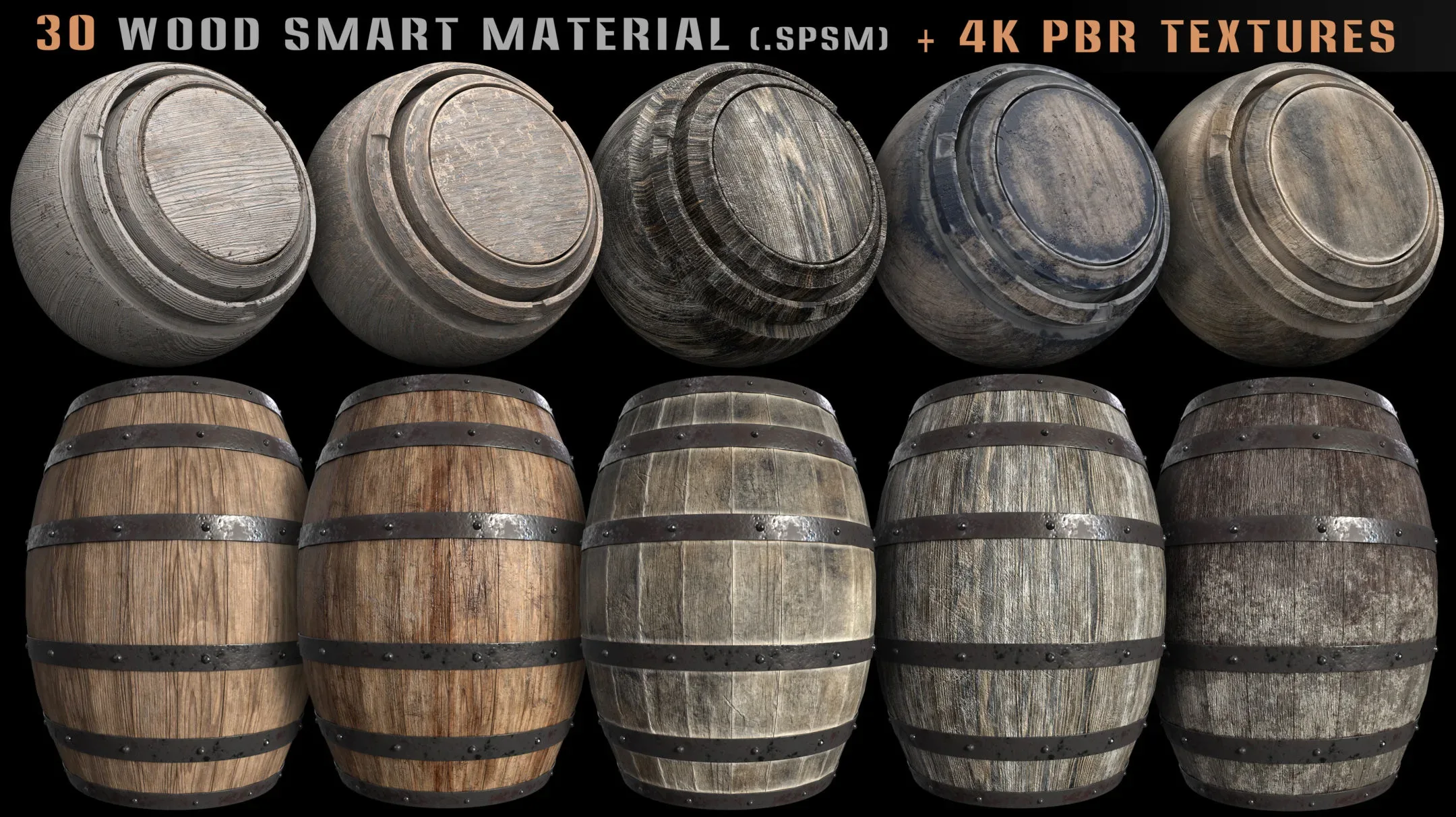 30 wood smart material and 4k PBR textures - Vol 10