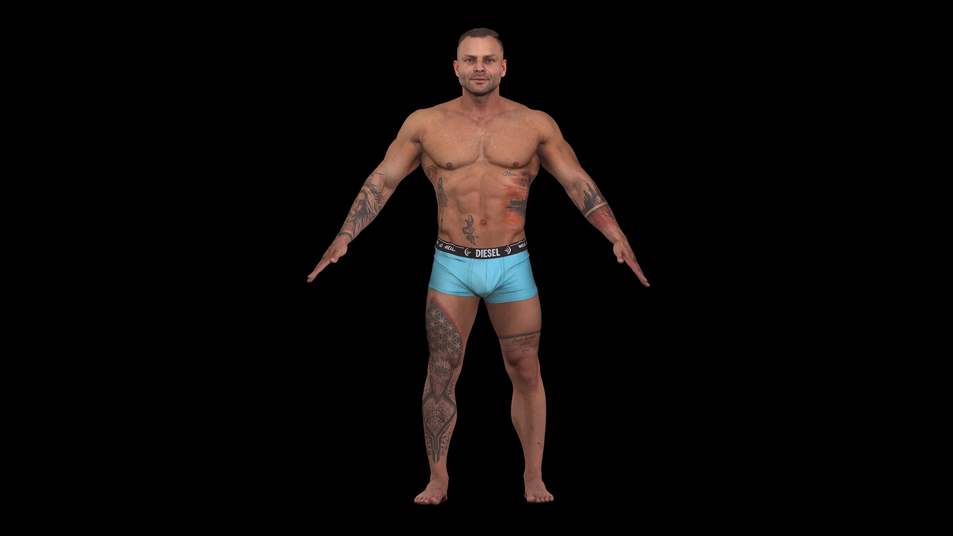 Cleaned A Pose Scan | 3D Model Garrott Underwear