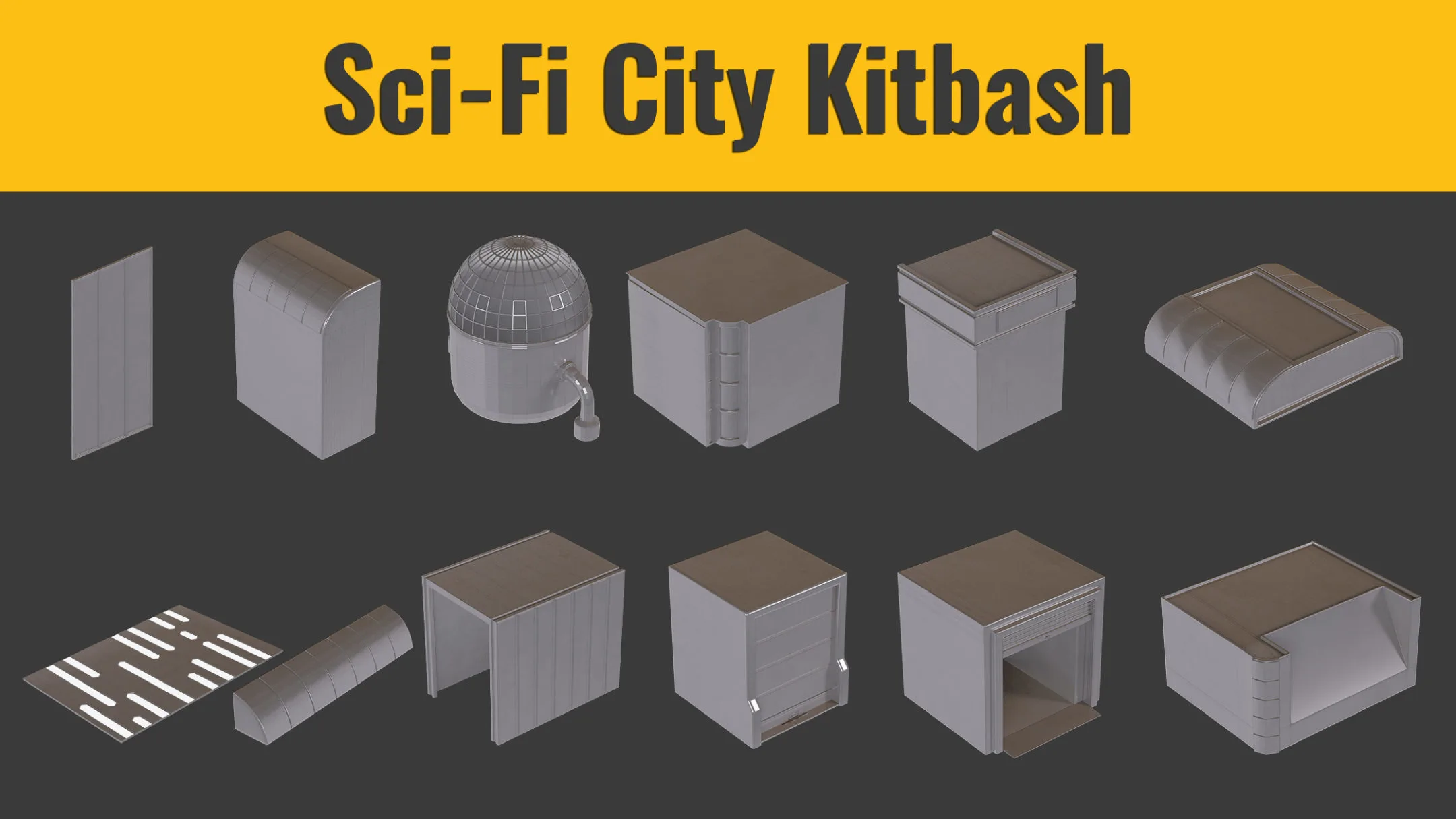 107 Sci-Fi City elements ( Kitbash )