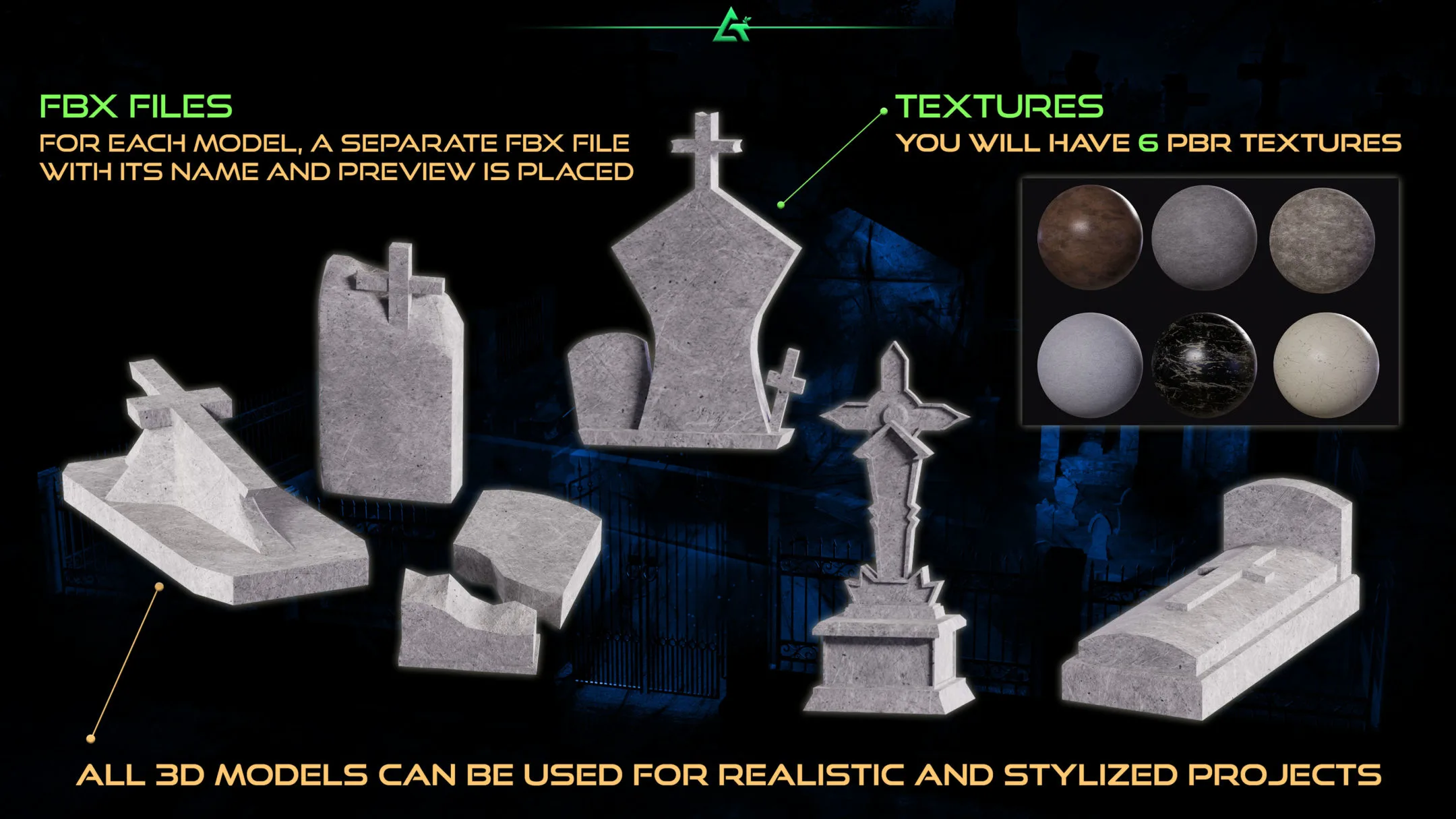 115 3D Kitbash Models - Graveyard Builder 2 - MEGA Pack