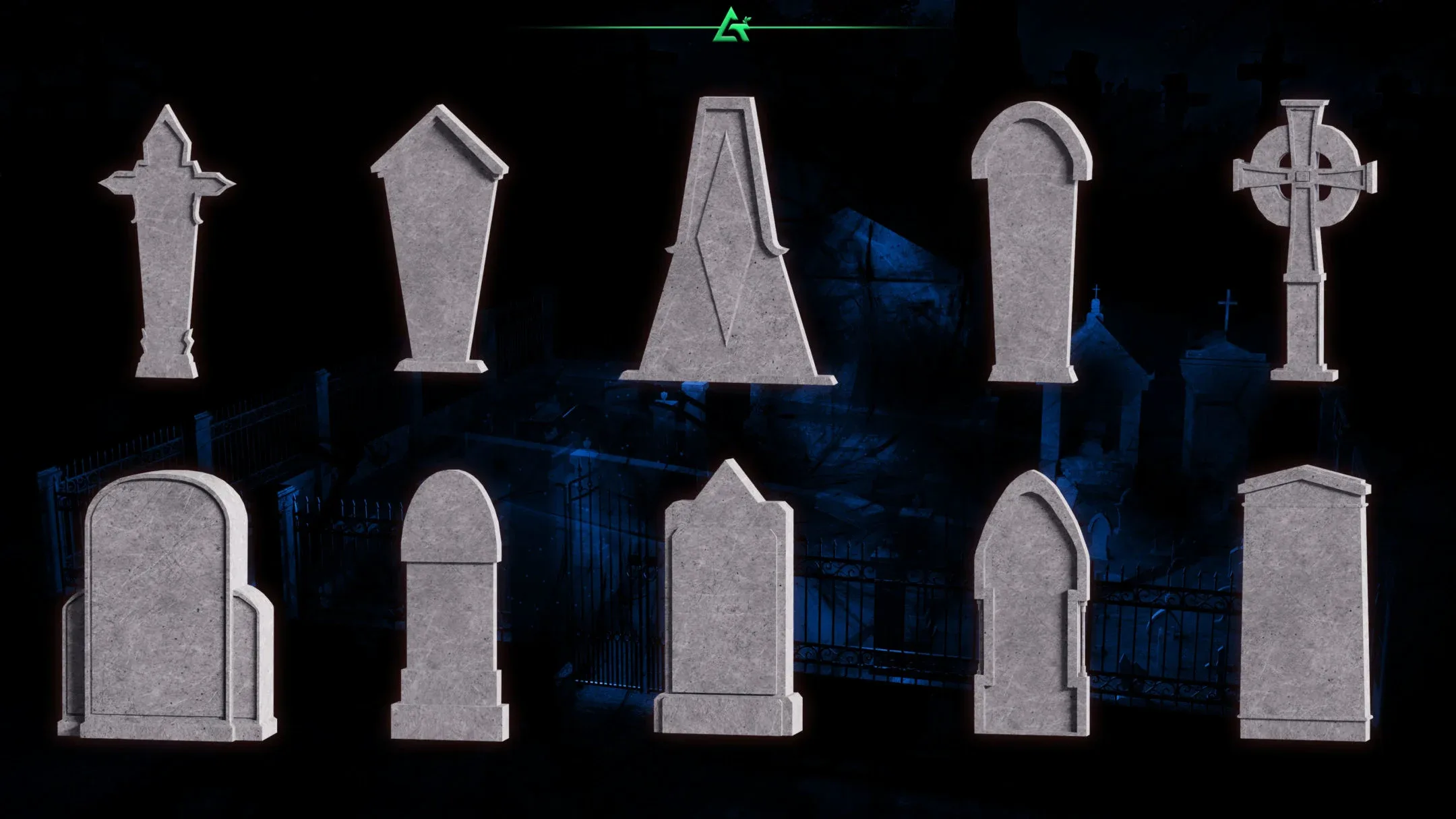 115 3D Kitbash Models - Graveyard Builder 2 - MEGA Pack