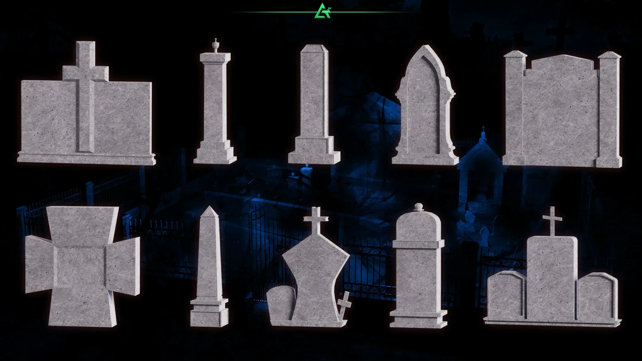 115 3D Kitbash Models - Graveyard Builder 2 - MEGA Pack