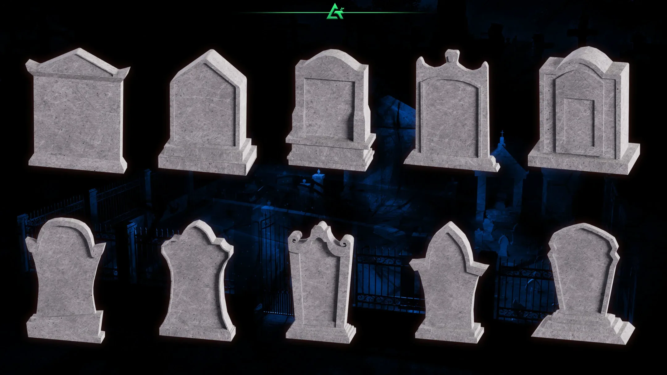 115 3D Kitbash Models - Graveyard Builder 2 - MEGA Pack