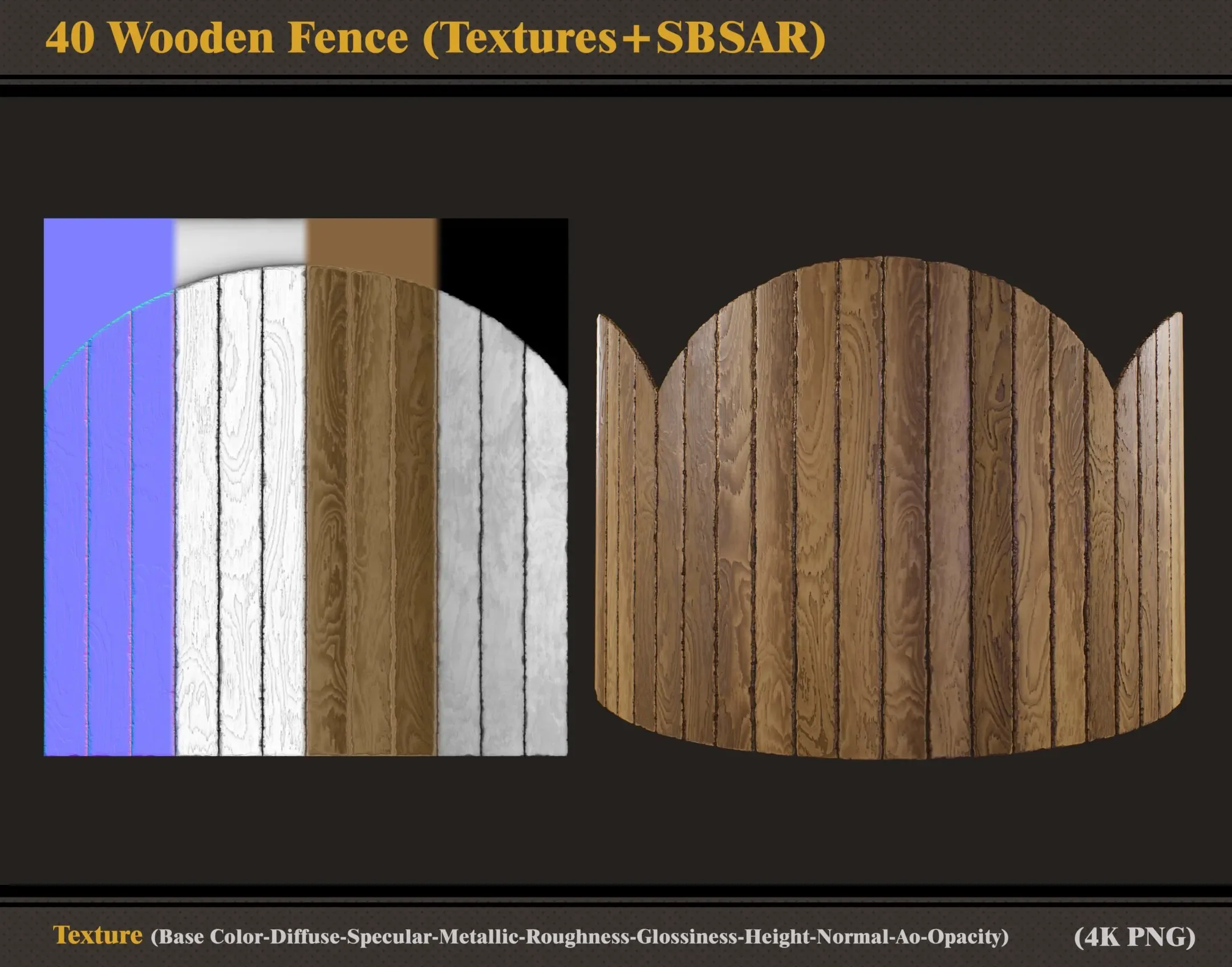 40 Wooden Fence(Textures+SBSAR0