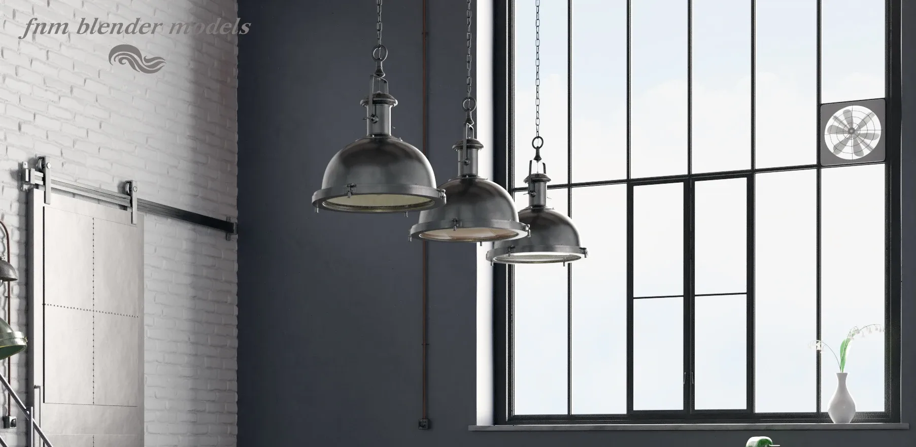 Industrial Style Metallic Ceiling Light