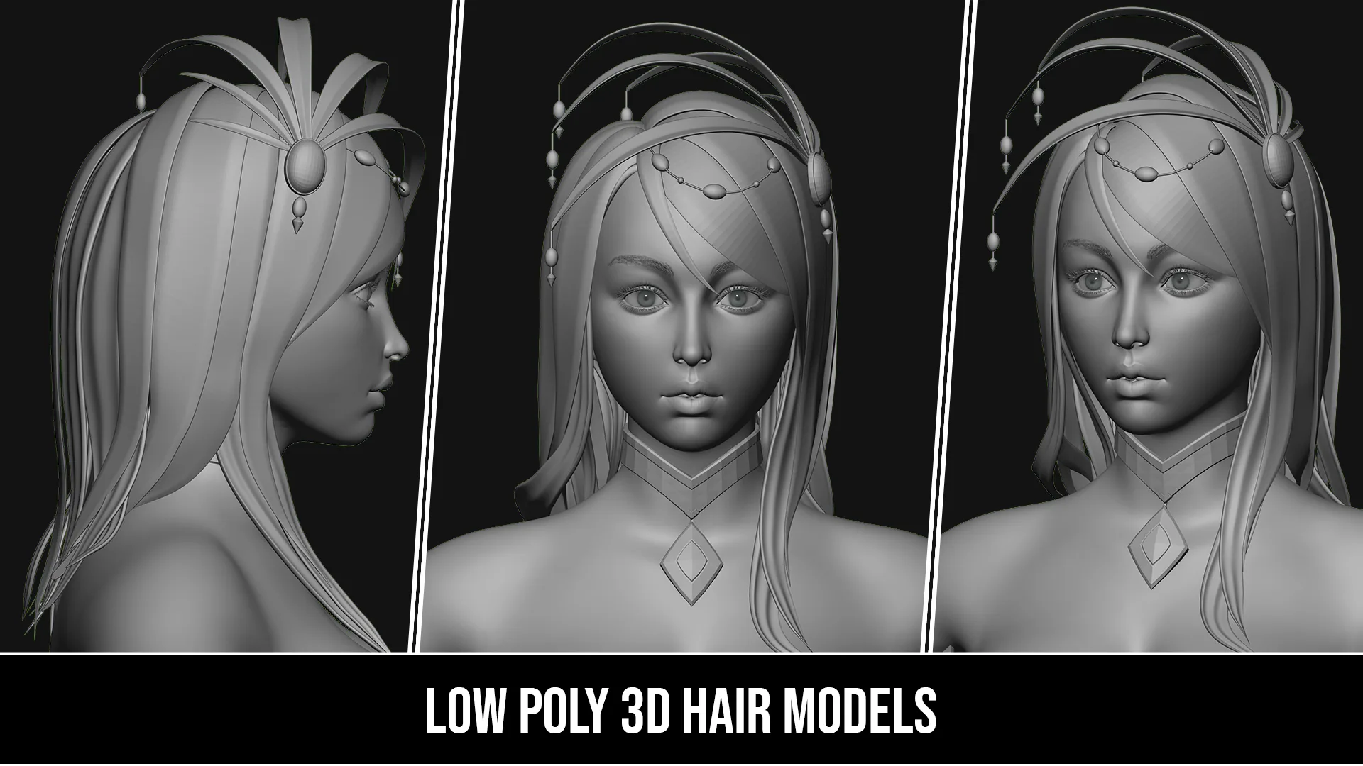 29 Hair Models | Quad Topology + UV's | With Accessories