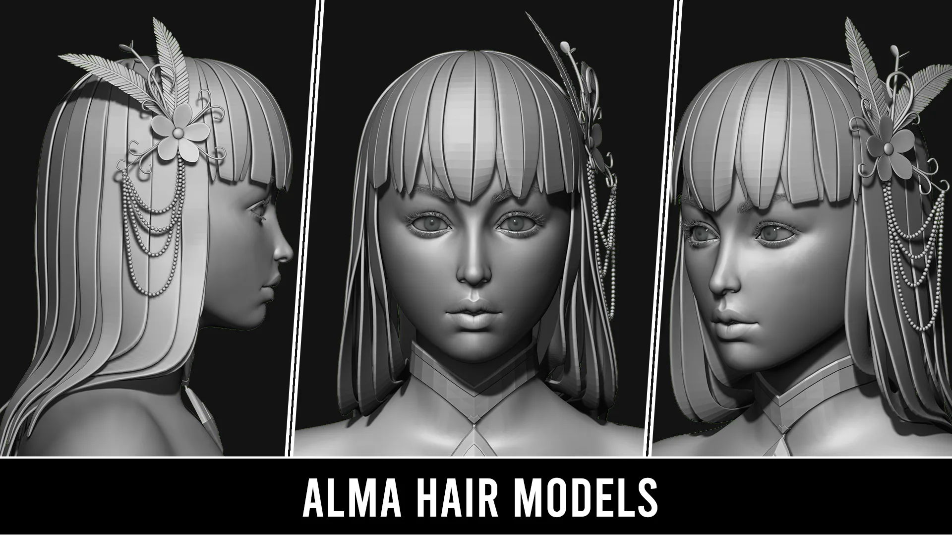 29 Hair Models | Quad Topology + UV's | With Accessories