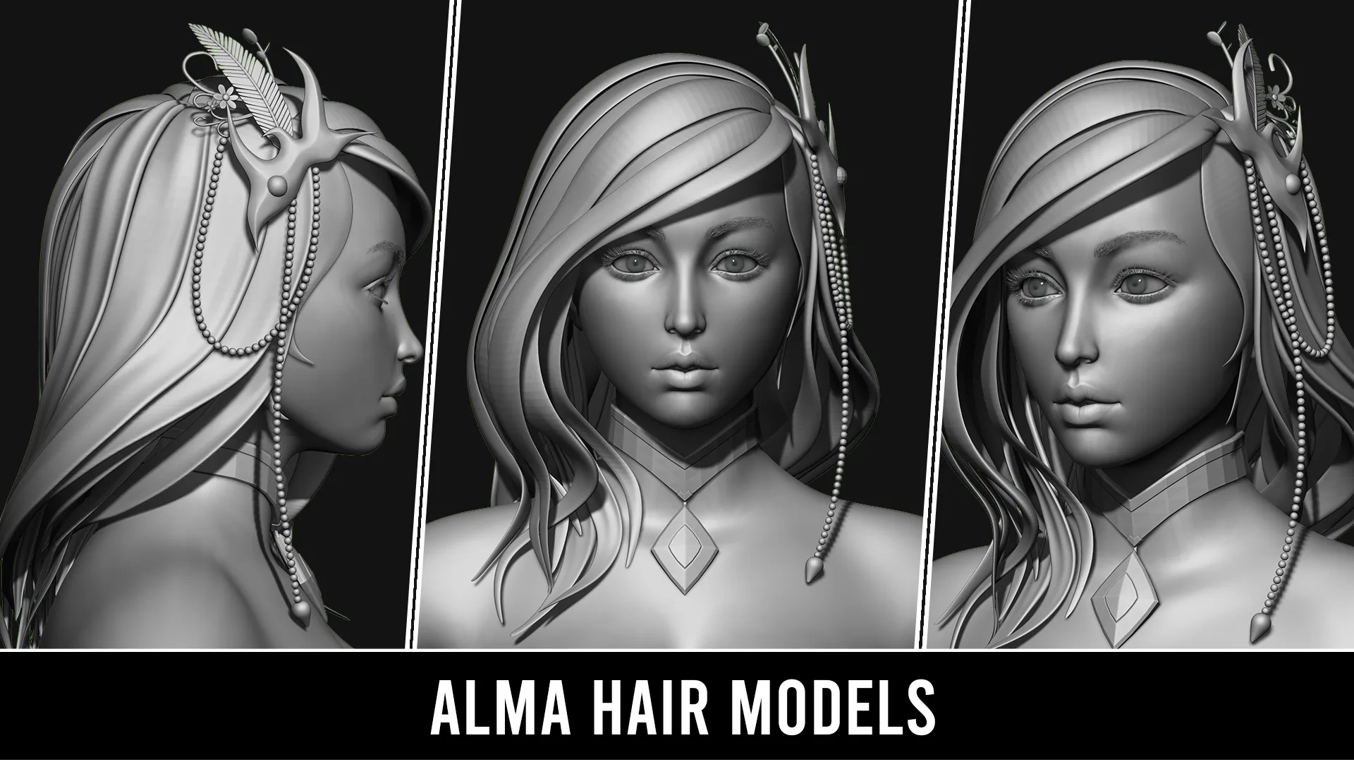 29 Hair Models | Quad Topology + UV's | With Accessories