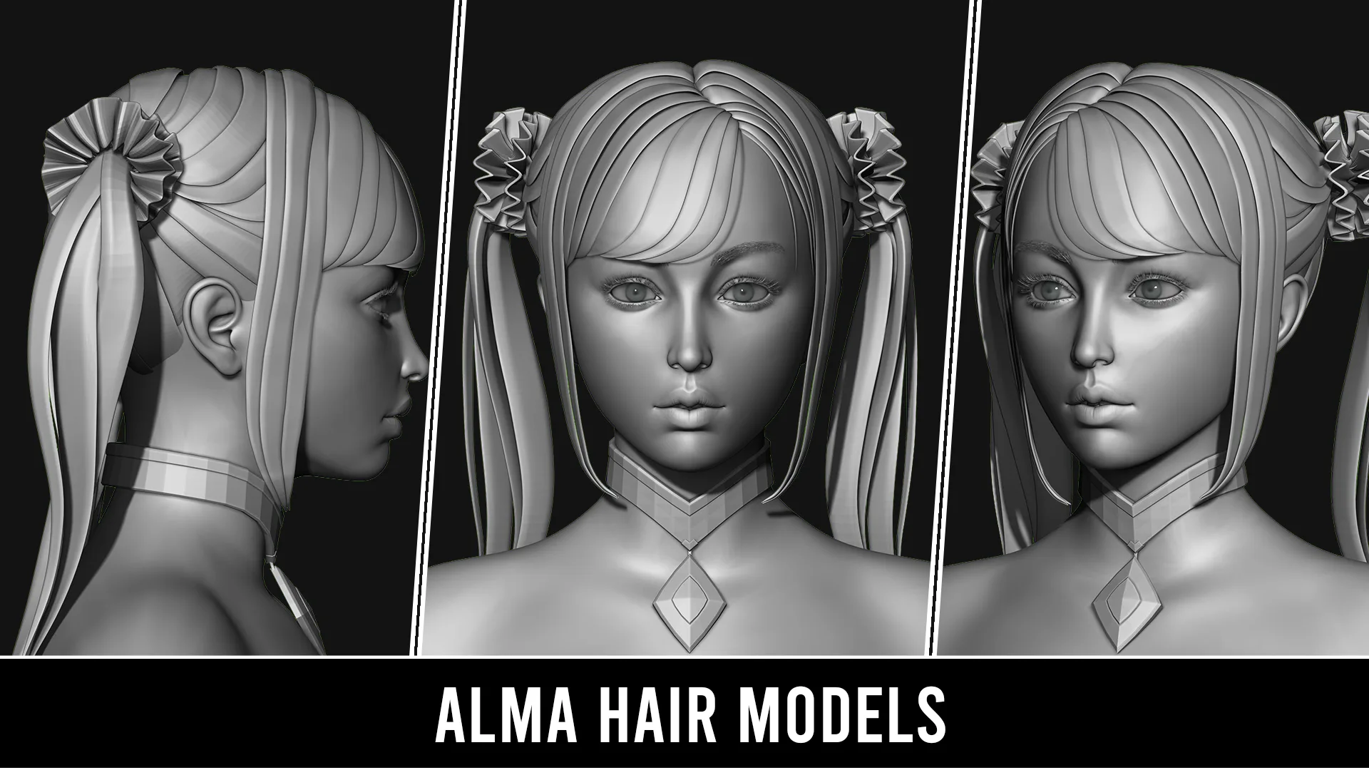 29 Hair Models | Quad Topology + UV's | With Accessories