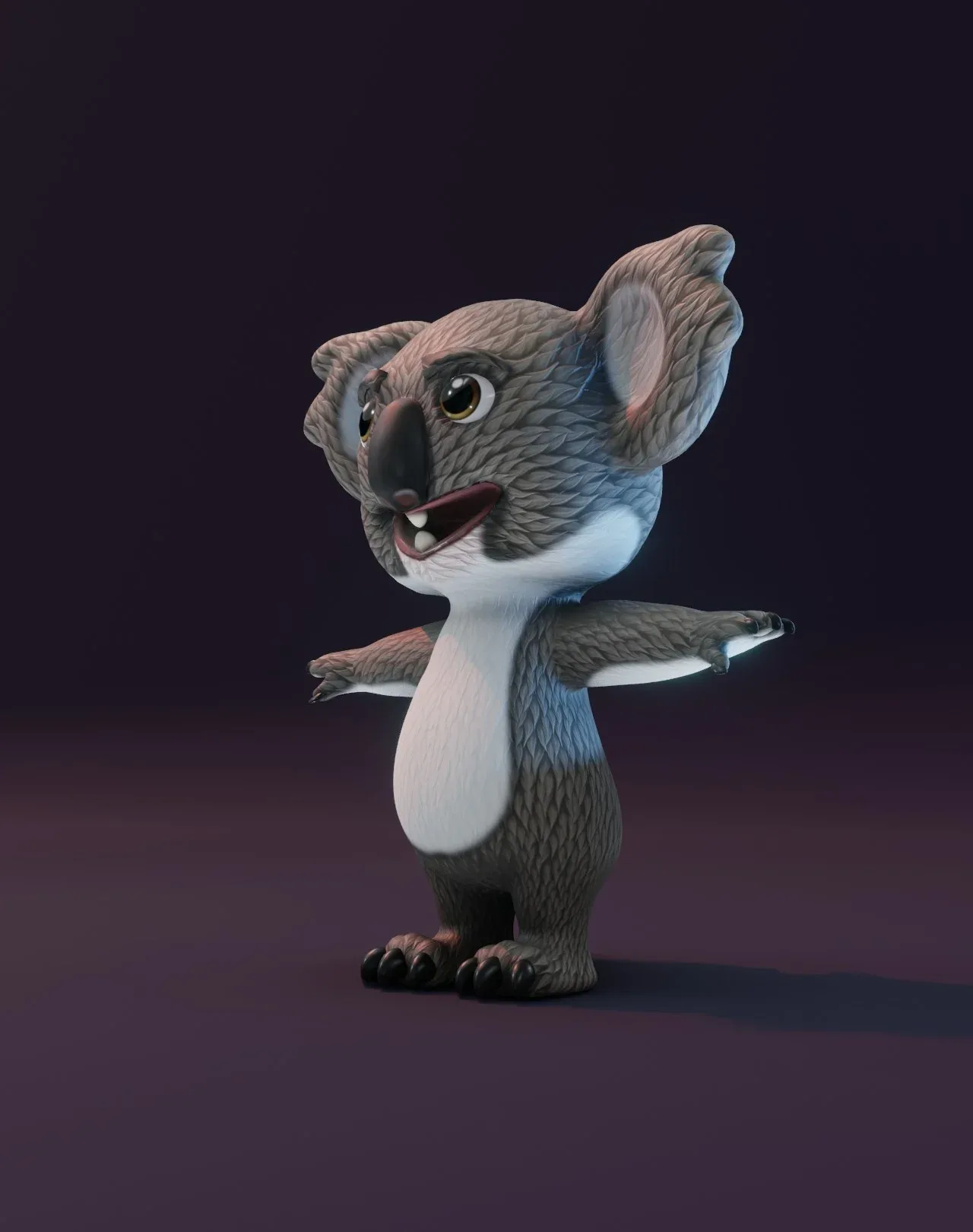 Cartoon Koala Animated 3D Model