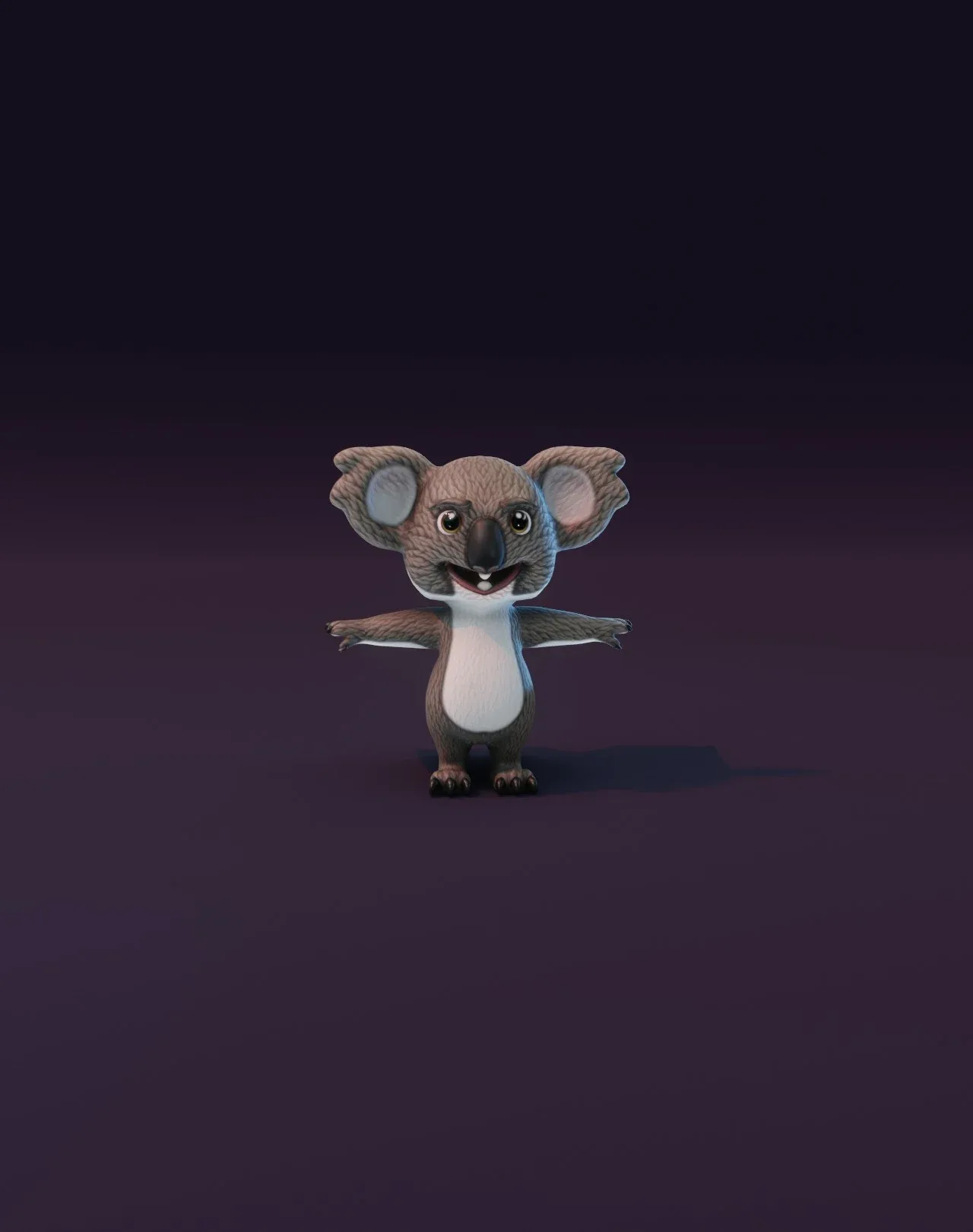 Cartoon Koala Animated 3D Model