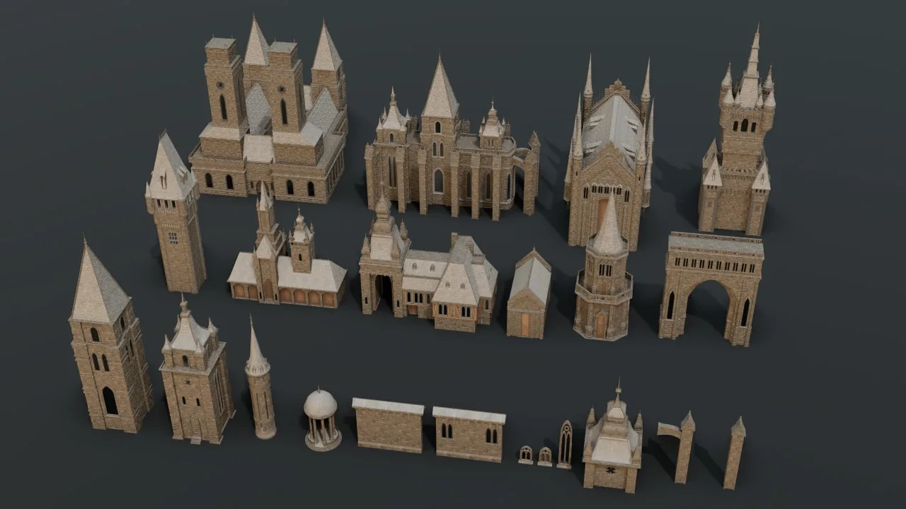 Gothic Kitbash Collection + Textures