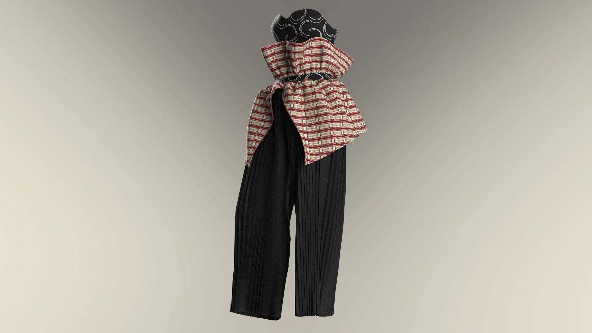 Women's black jumpsuit with an Arabic sadu print