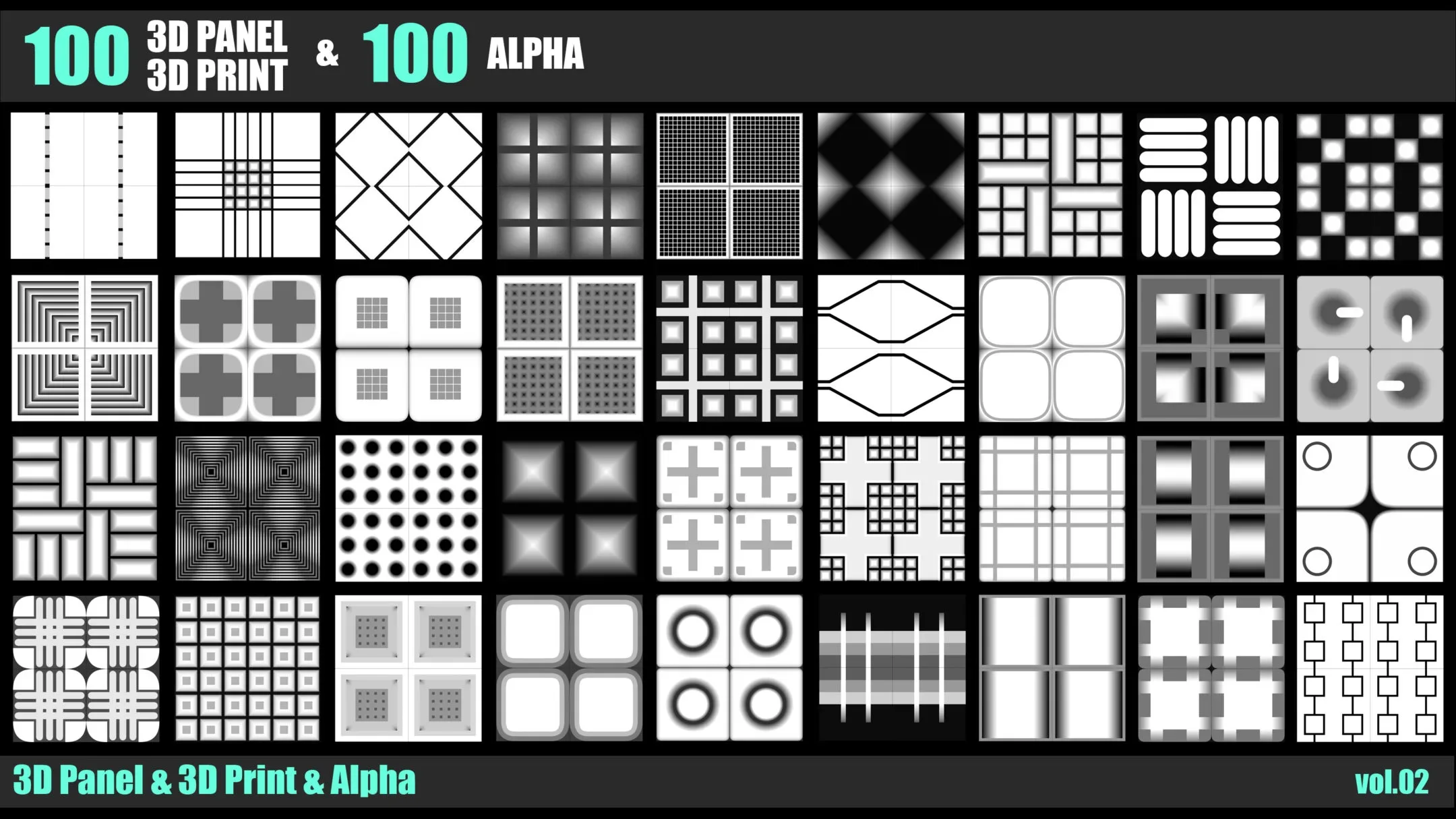 100 3D PANEL & 3D PRINT & ALPHA _VOL.02