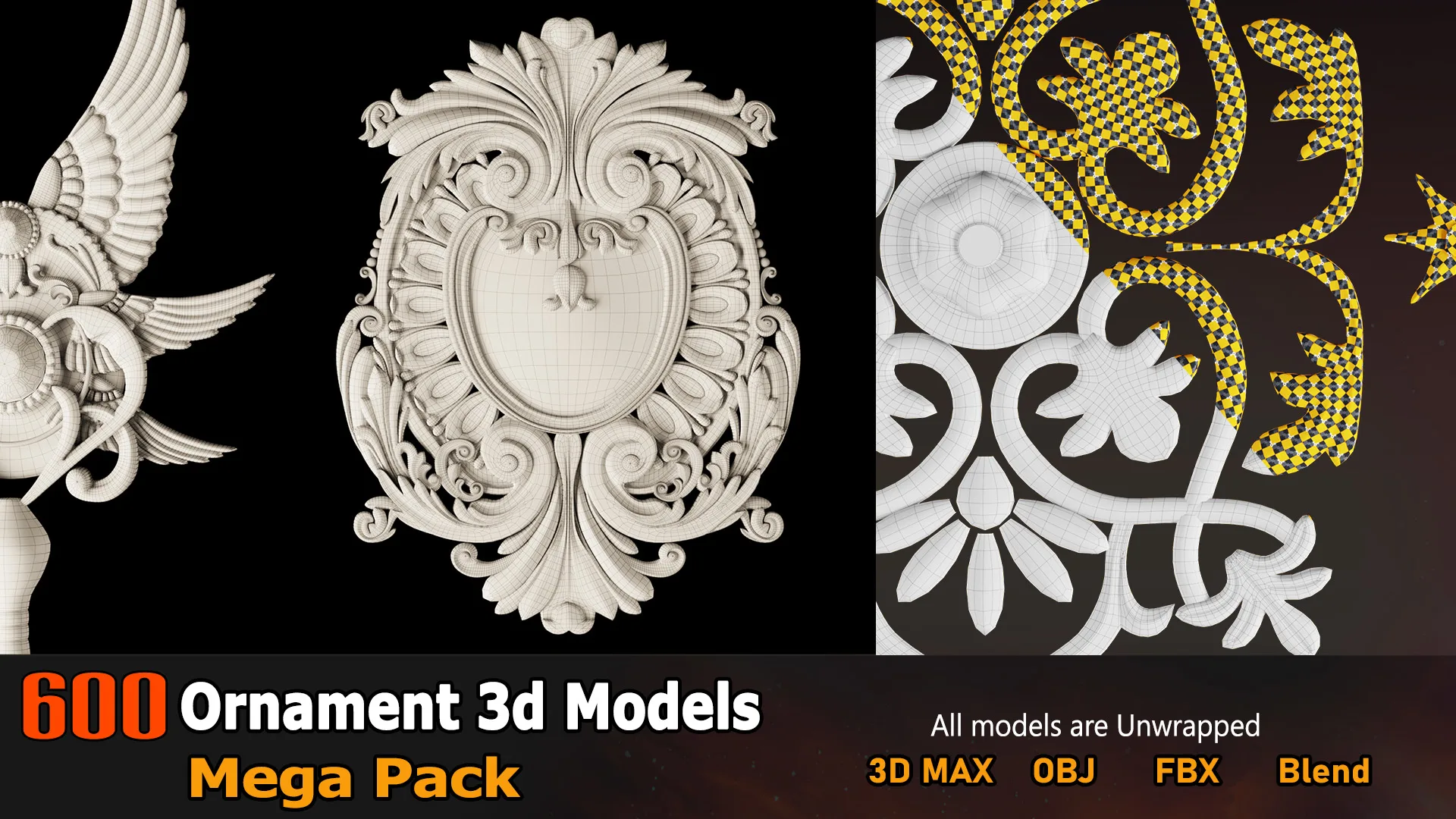 600 Architectural Kitbash/3d model(Ornament MEGA Pack)