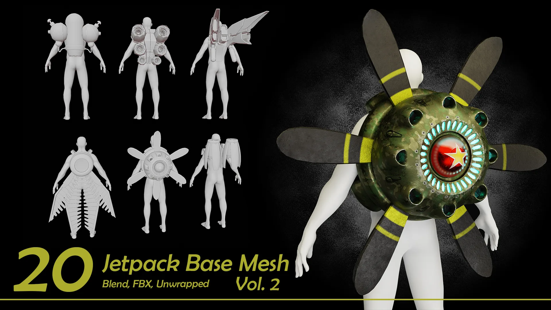 20 Jetpacks Base Mesh Collection - Vol. 02