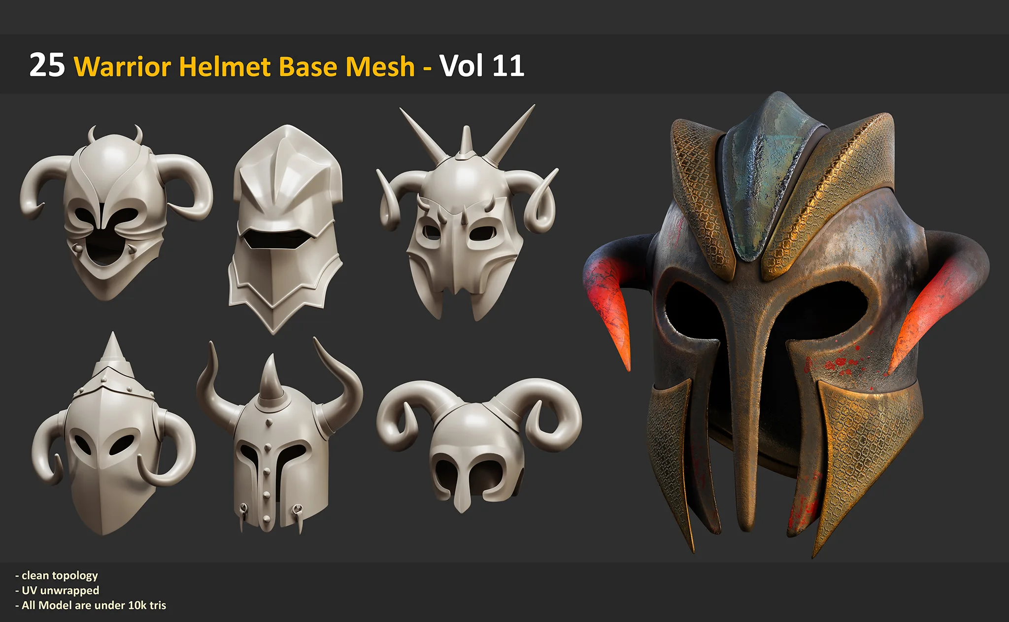 25 Warrior Helmet Base Mesh - Vol 11