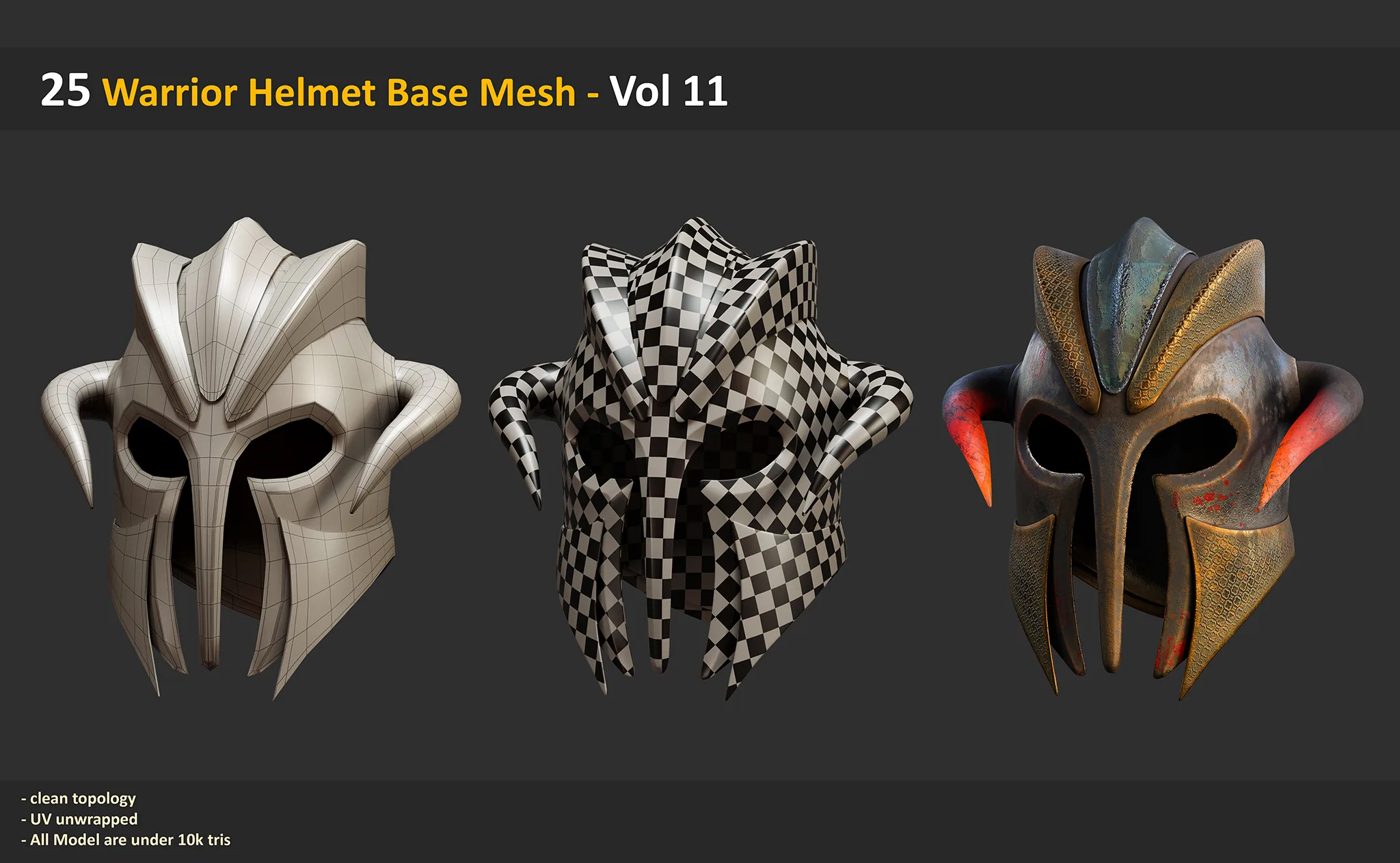 25 Warrior Helmet Base Mesh - Vol 11