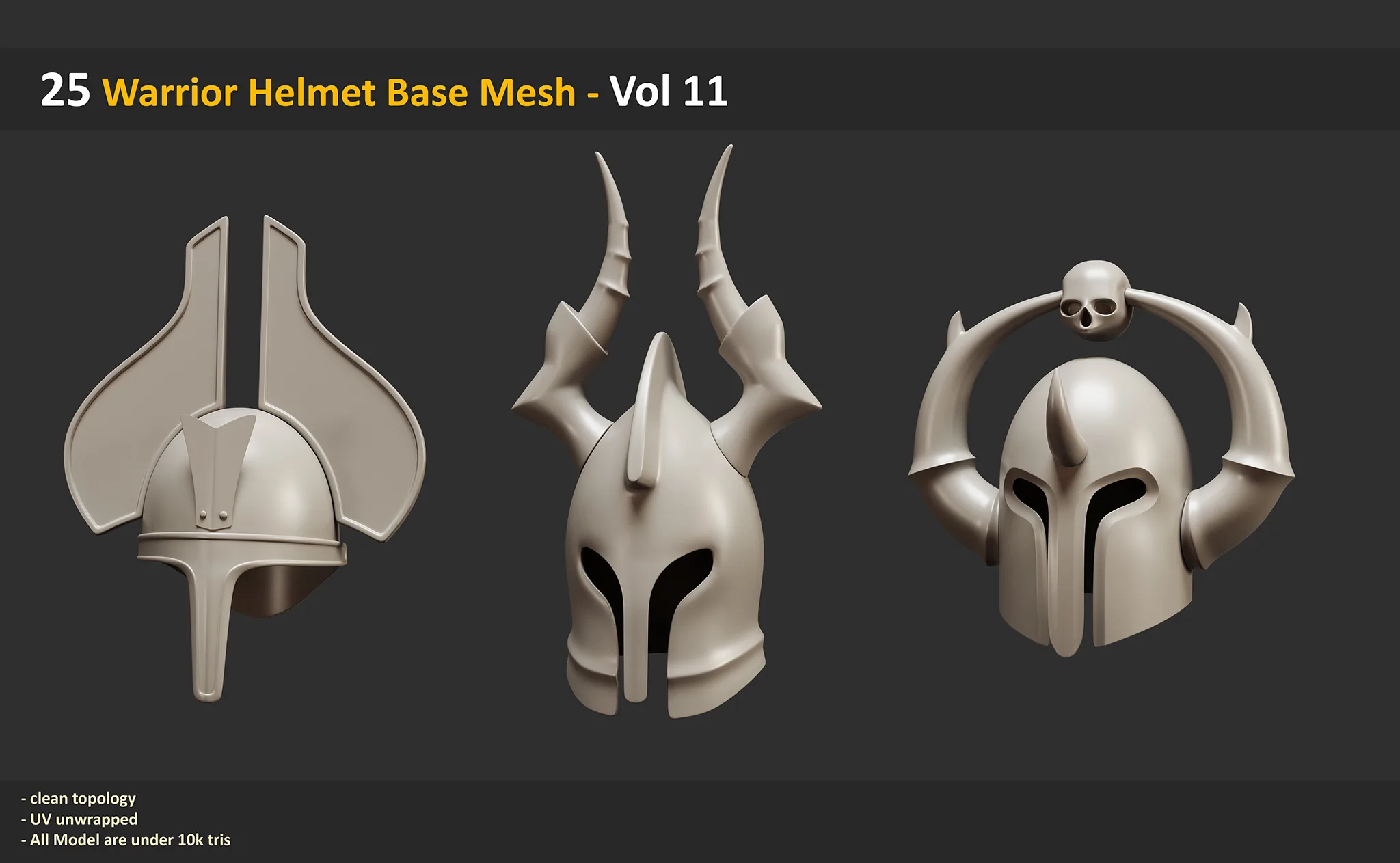 25 Warrior Helmet Base Mesh - Vol 11