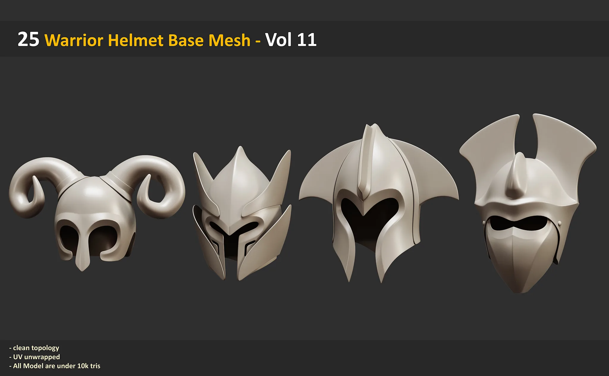 25 Warrior Helmet Base Mesh - Vol 11