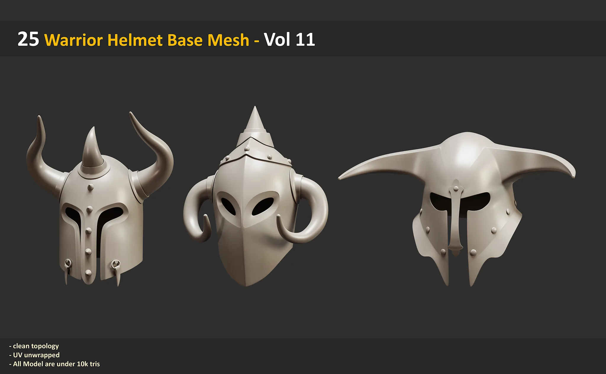 25 Warrior Helmet Base Mesh - Vol 11