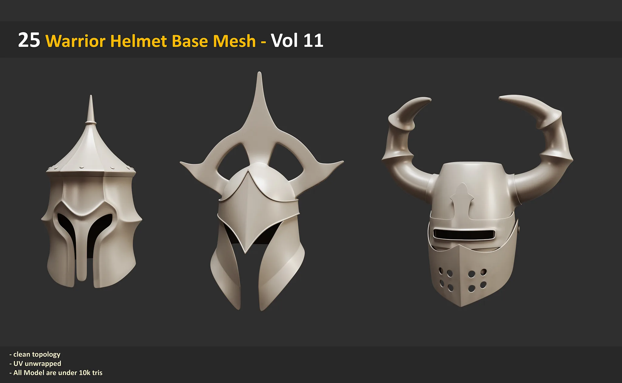 25 Warrior Helmet Base Mesh - Vol 11