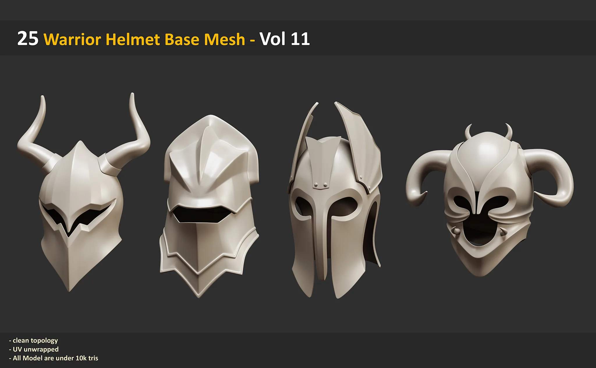 25 Warrior Helmet Base Mesh - Vol 11