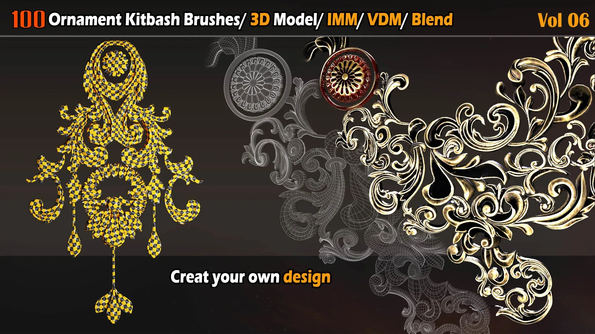 100 Ornament Kitbash Brushes VDM IMM Alpha VOL06