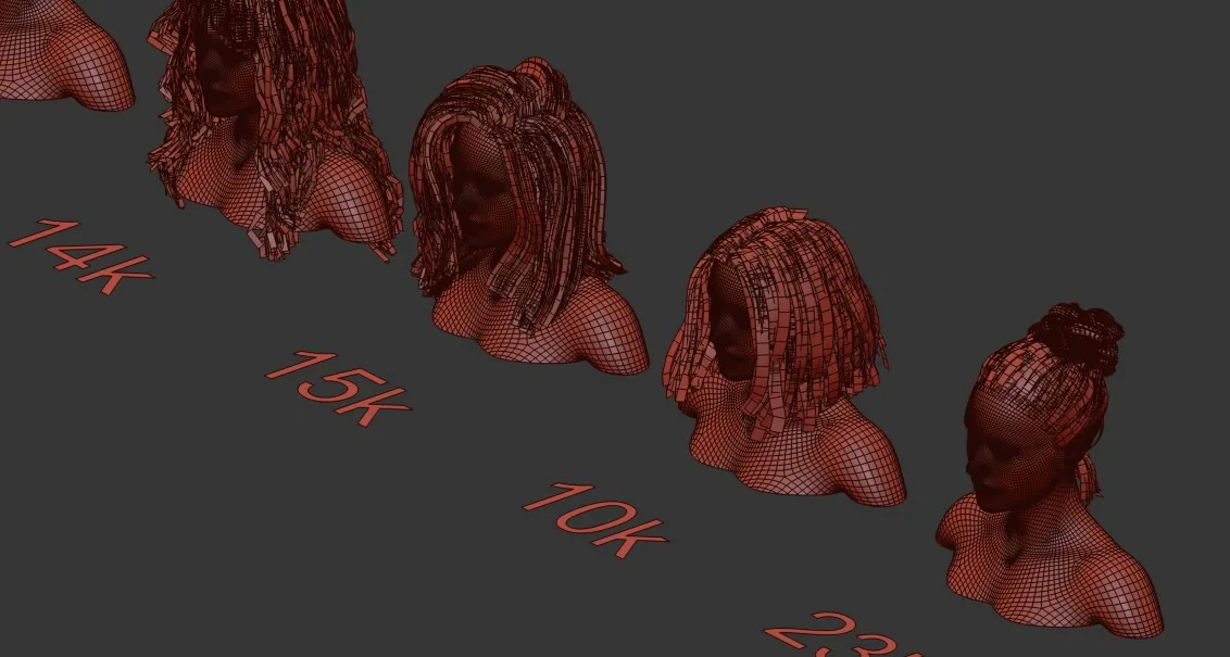 Low Poly game ready haircard bundle vol3 (max fbx obj)