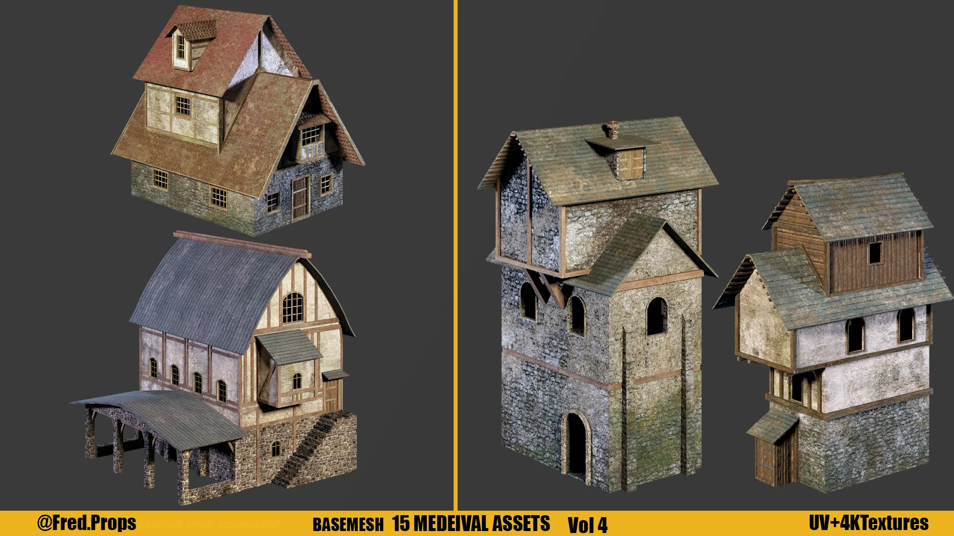 KITBASH : MEDIEVAL ASSETS +TEXTURES Vol 4