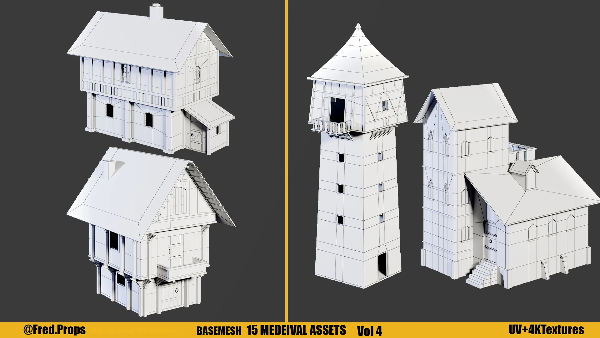 KITBASH : MEDIEVAL ASSETS +TEXTURES Vol 4