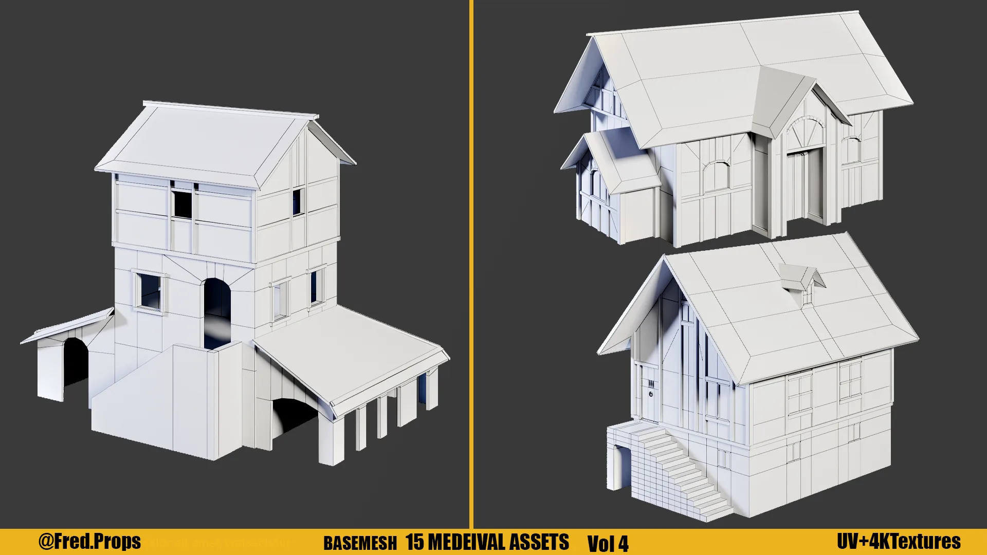 KITBASH : MEDIEVAL ASSETS +TEXTURES - FlippedNormals